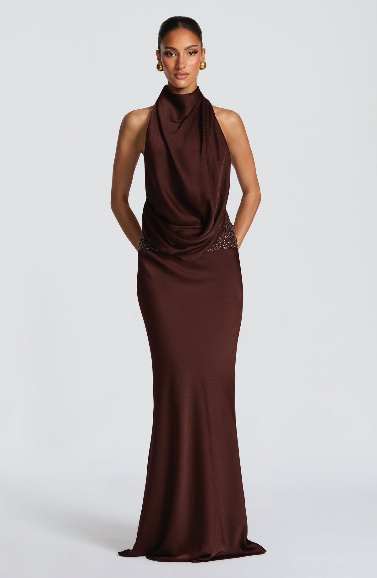 Armelle Maxi Dress - Plum Brown