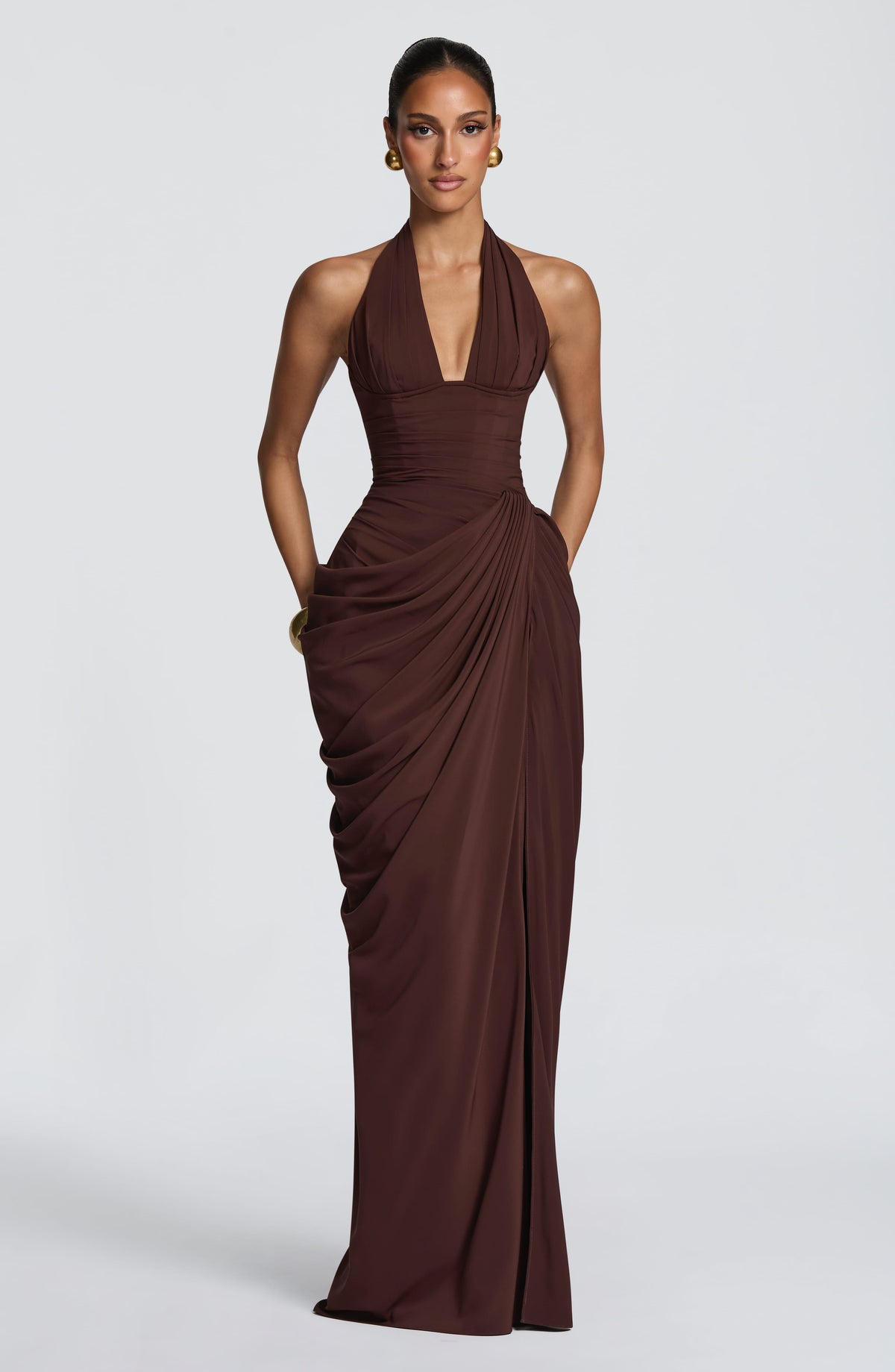 Minette Maxi Dress - Plum Brown