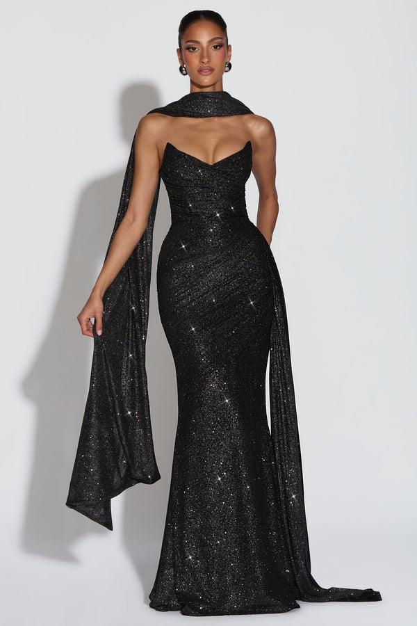 Ashika Maxi Dress - Black Sparkle