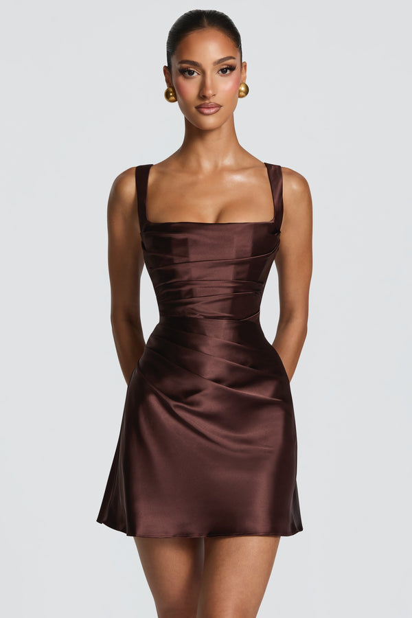 Calanthe Mini Dress - Plum Brown