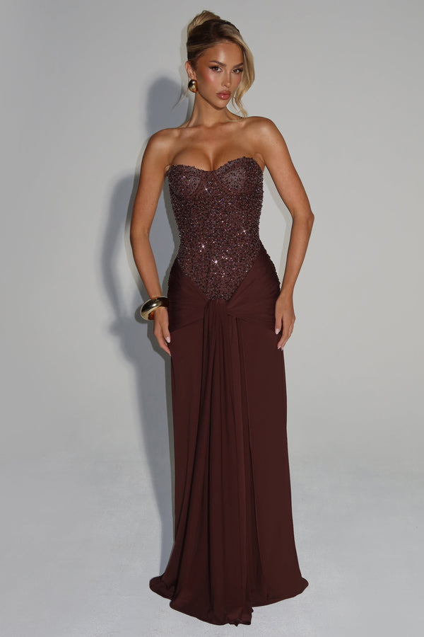 Carina Maxi Dress - Plum Brown