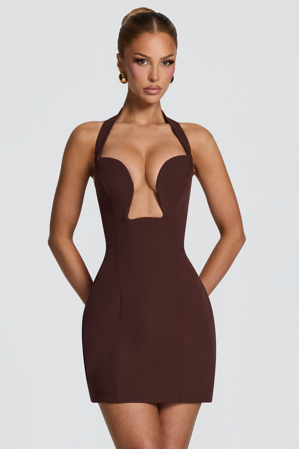 Charlotte Mini Dress - Plum Brown