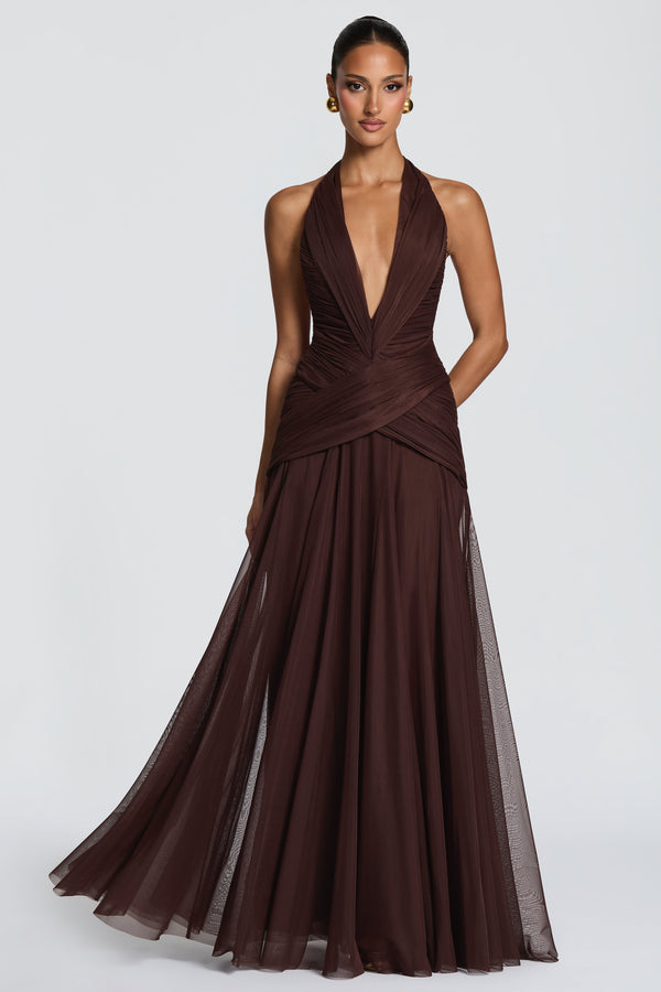 Cleo Maxi Dress - Plum Brown