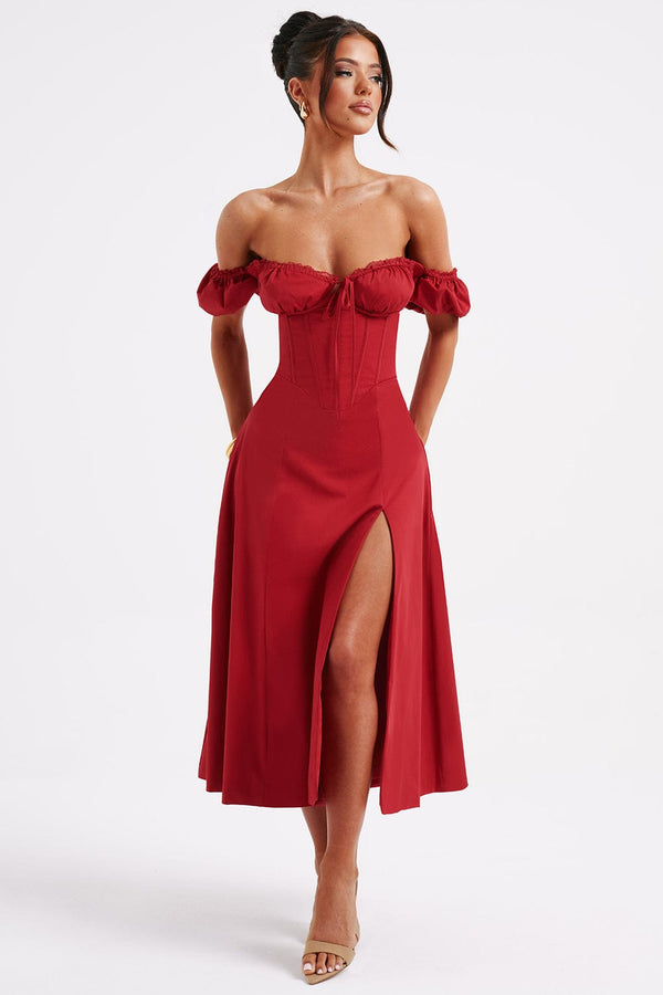 Courtney Midi Dress - Red