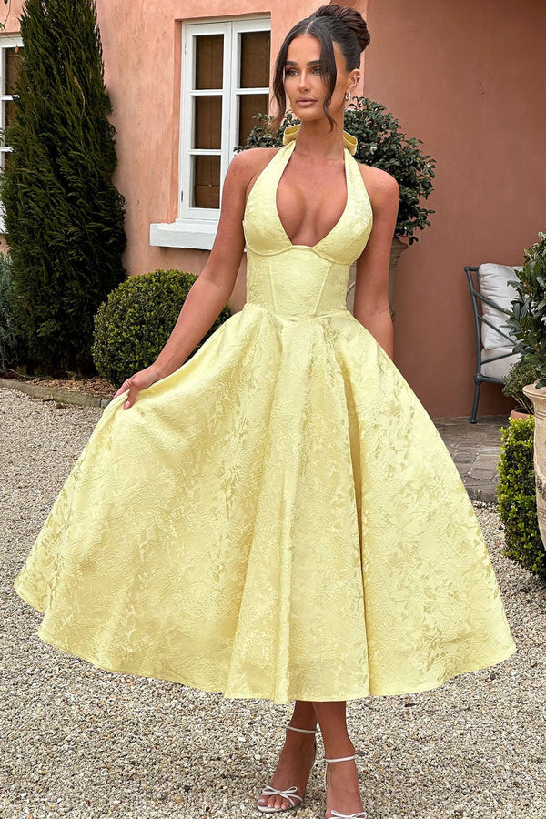 Effie Midi Dress - Lemon