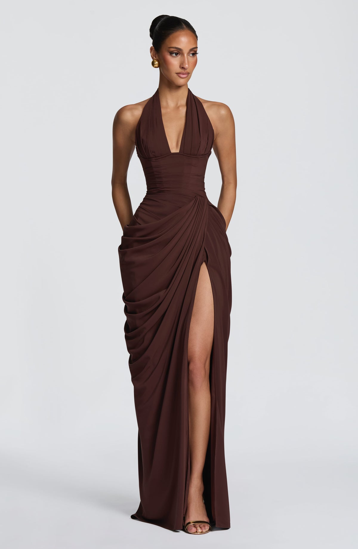 Minette Maxi Dress - Plum Brown