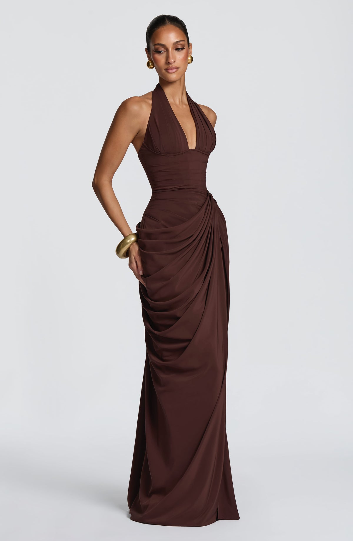 Minette Maxi Dress - Plum Brown